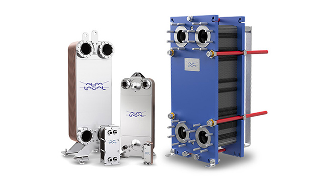 A group of product from Alfa Laval including Brazed heat exchangers and Gasketed plate heat exchangers